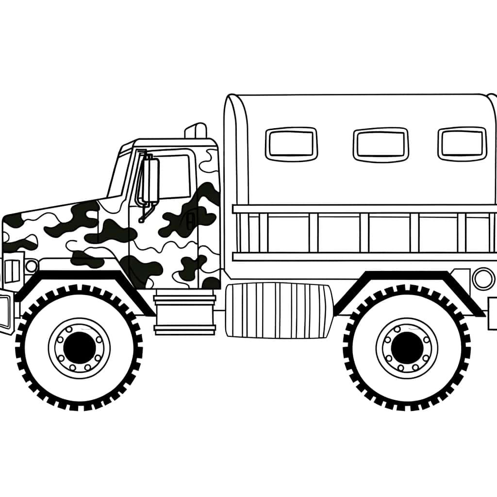 Coloriage Camion militaire à imprimer et colorier