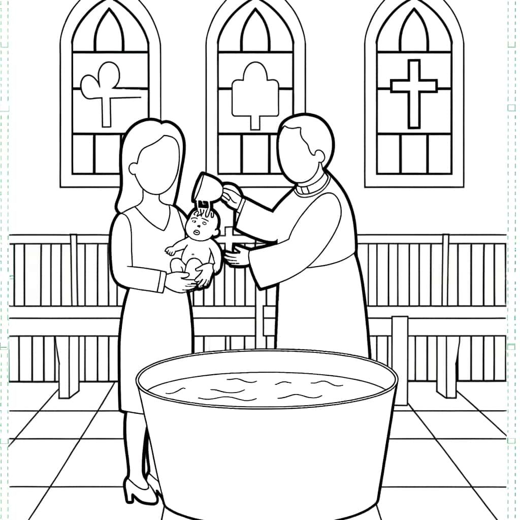 Coloriage Baptême chrétien à imprimer et colorier