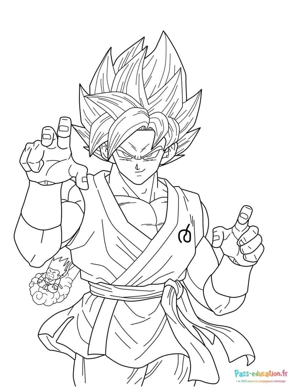 Coloriage Guerrier Saiyan à imprimer et colorier