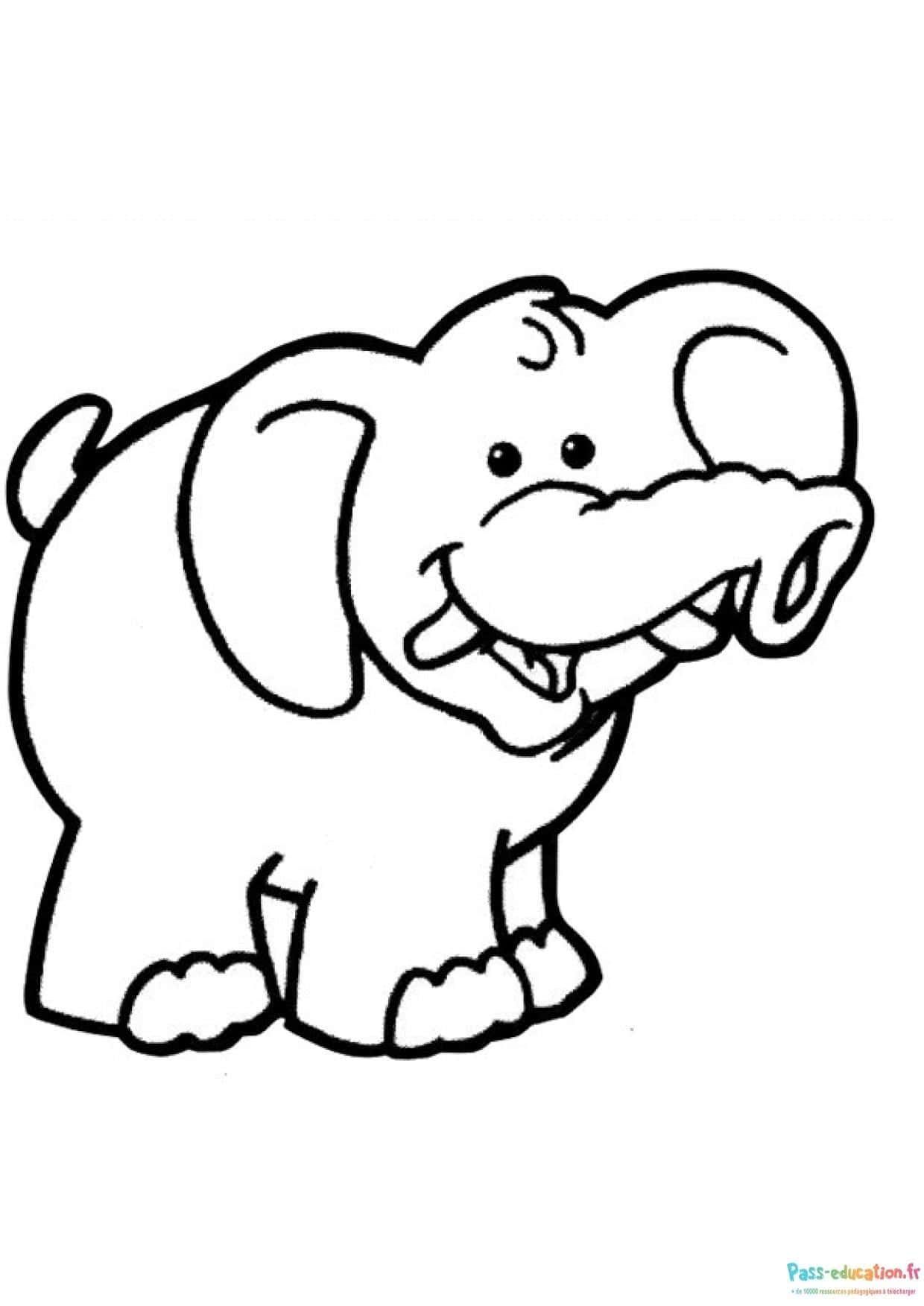 Coloriage Éléphant joyeux à imprimer et colorier