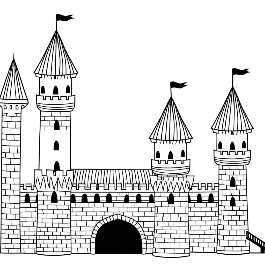 Coloriage Château fort à imprimer et colorier