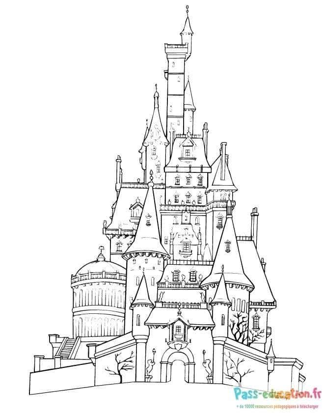 Coloriage Château de conte de fées à imprimer et colorier