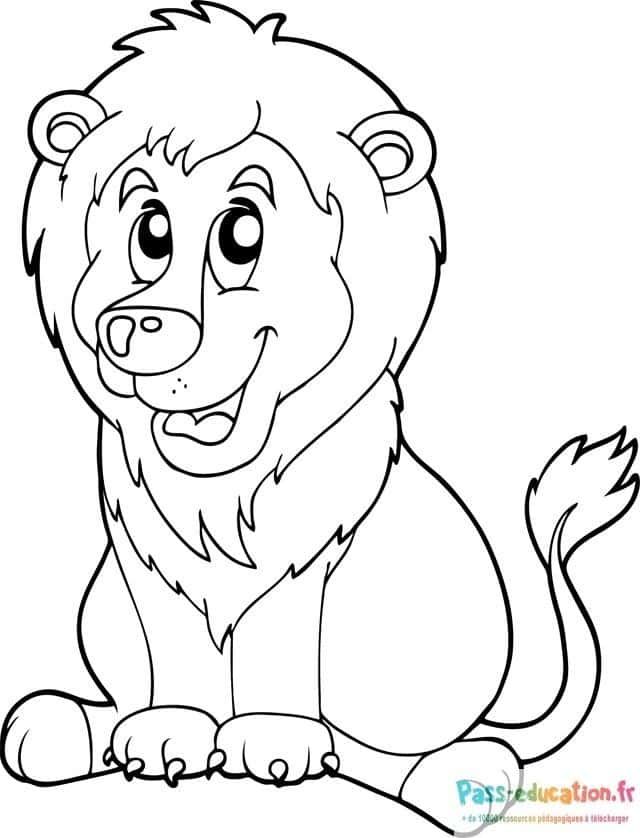 Coloriage Lion souriant à imprimer et colorier