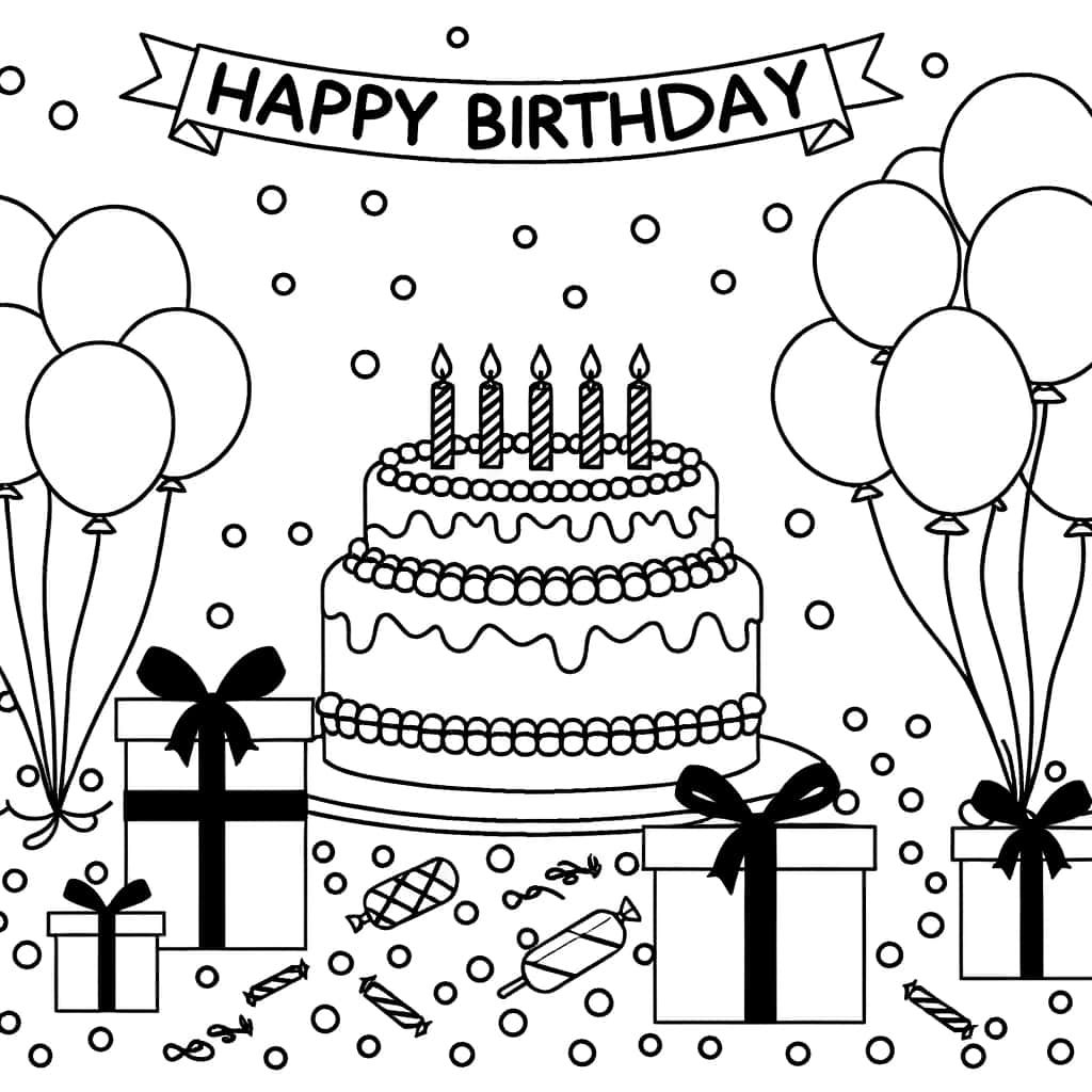 Coloriage Fête d'anniversaire à imprimer et colorier