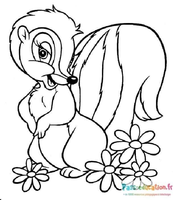 Coloriage Écureuil et Fleurs à imprimer et colorier
