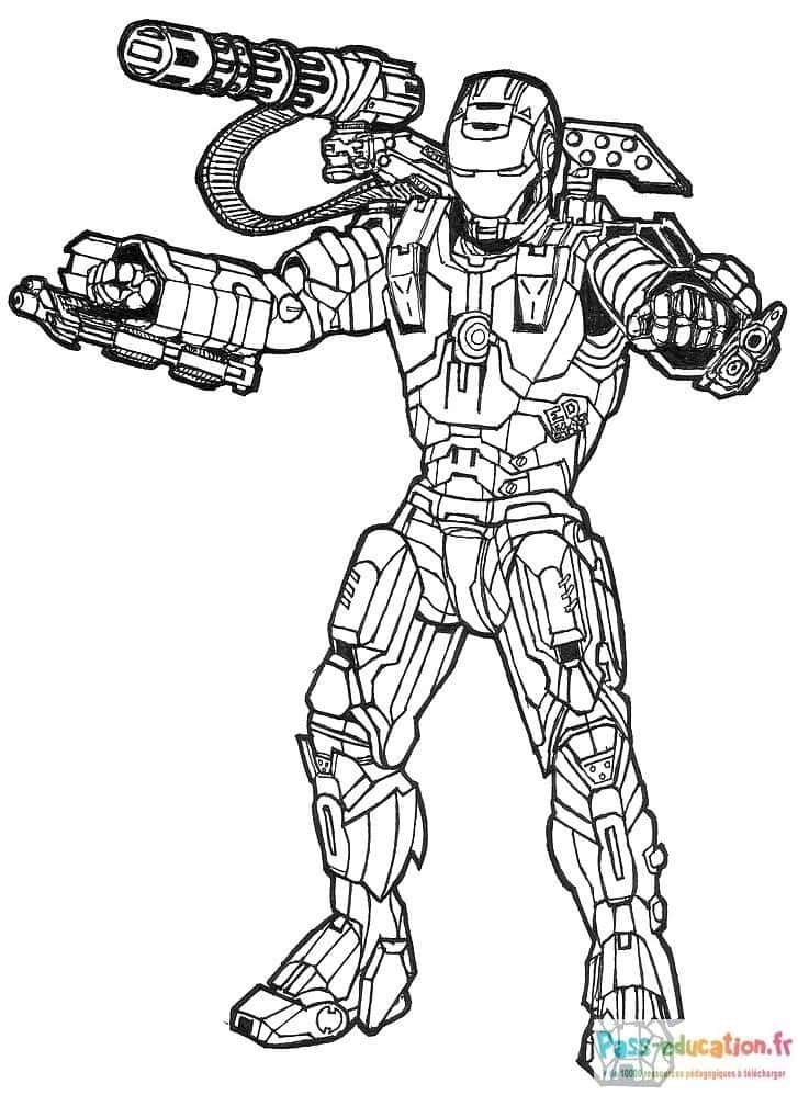 Coloriage Iron Man armé à imprimer et colorier