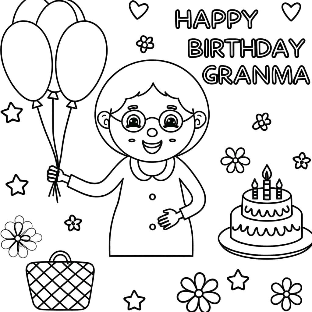 Coloriage Anniversaire Mamie à imprimer et colorier