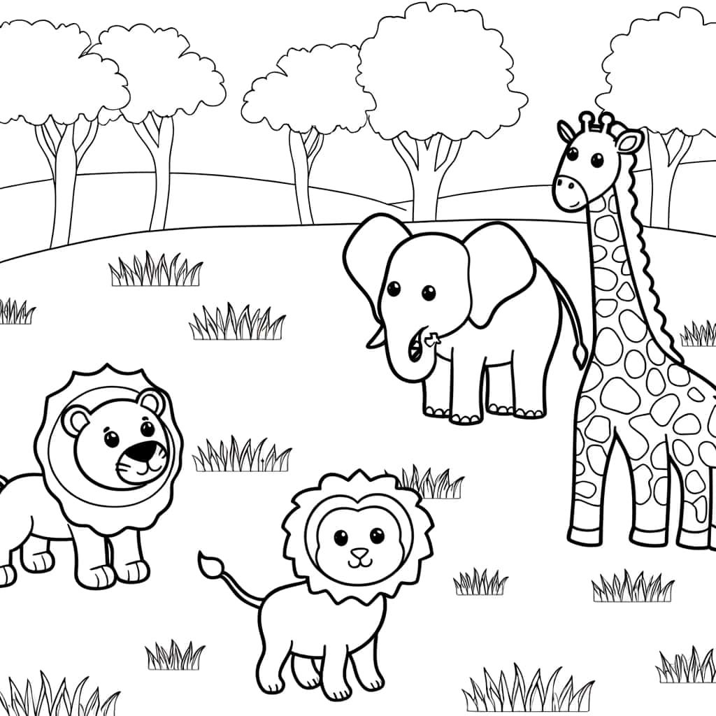 Coloriage Animaux de la savane à imprimer et colorier