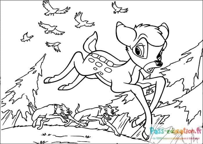 Coloriage Fuite de Bambi à imprimer et colorier