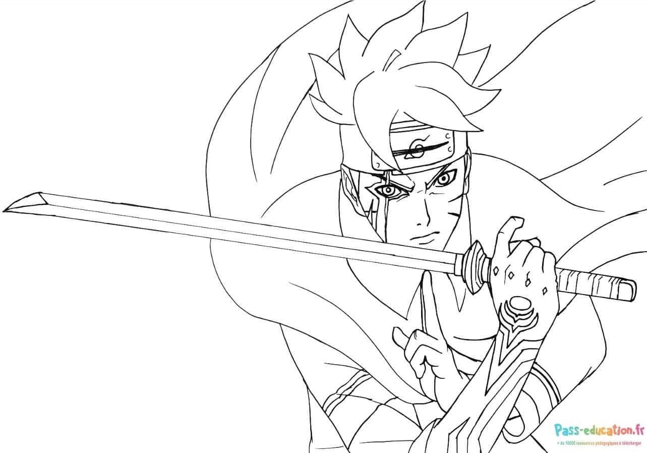 Coloriage Boruto épéiste à imprimer et colorier