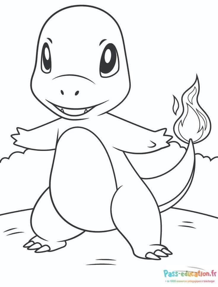 Coloriage Dessin Pokémon Charmander à imprimer et colorier
