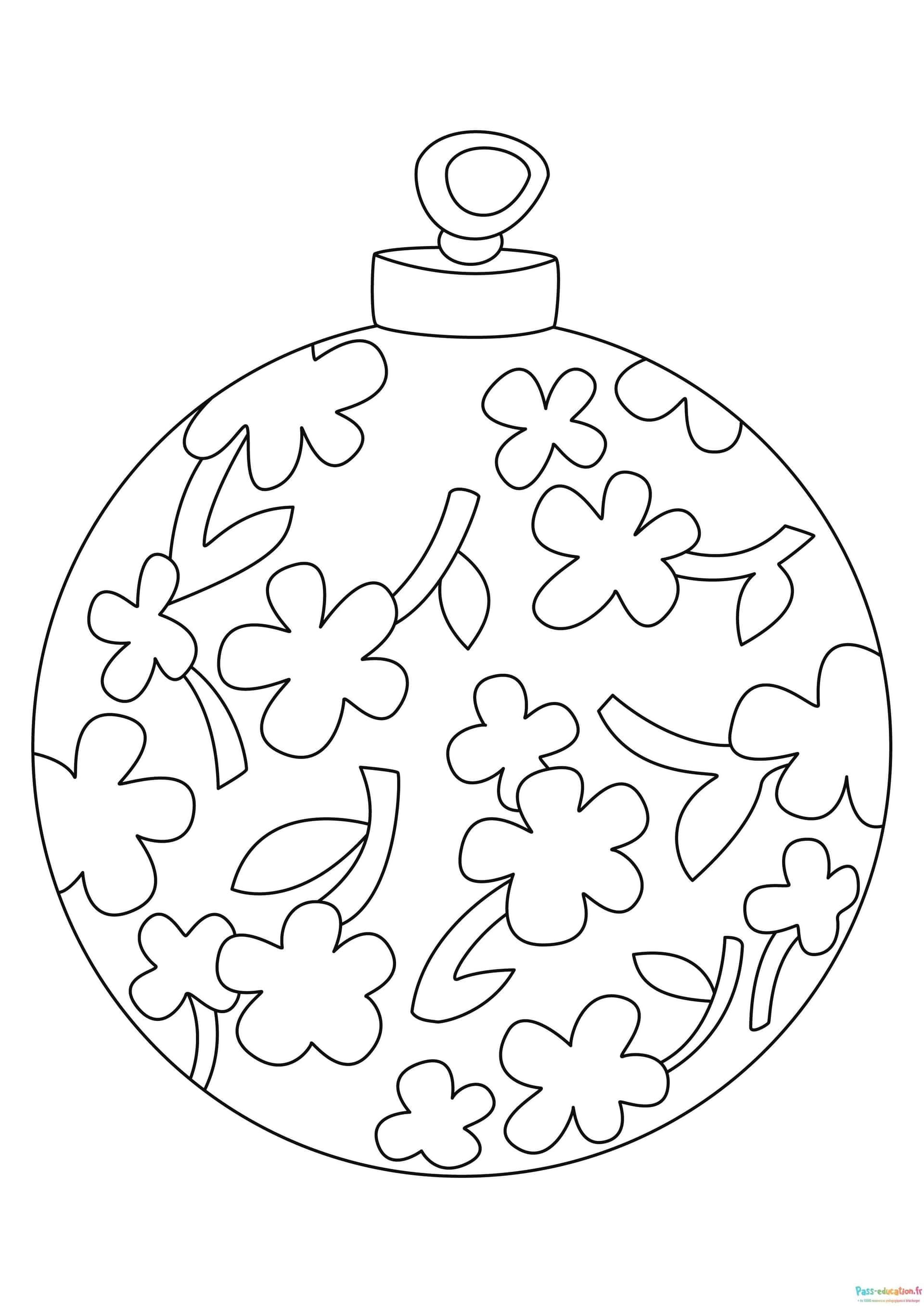 Coloriage Boule de Noël florale à imprimer et colorier