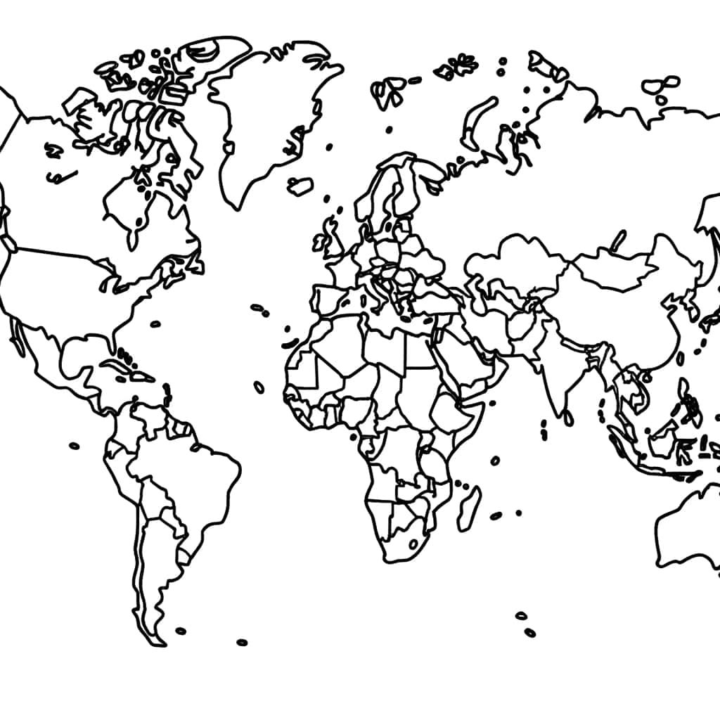 Coloriage Carte du monde à imprimer et colorier