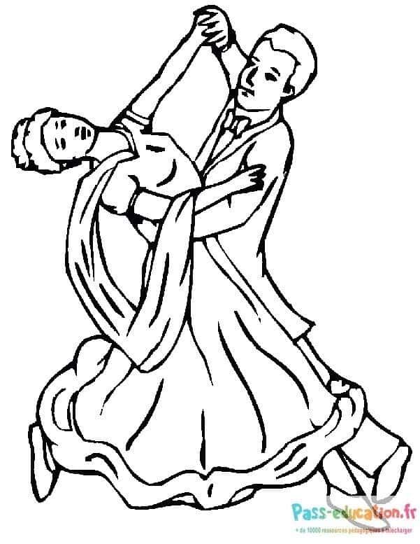 Coloriage Danseurs de bal à imprimer et colorier