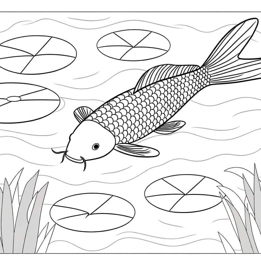 Coloriage Carpe Koi nageante à imprimer et colorier