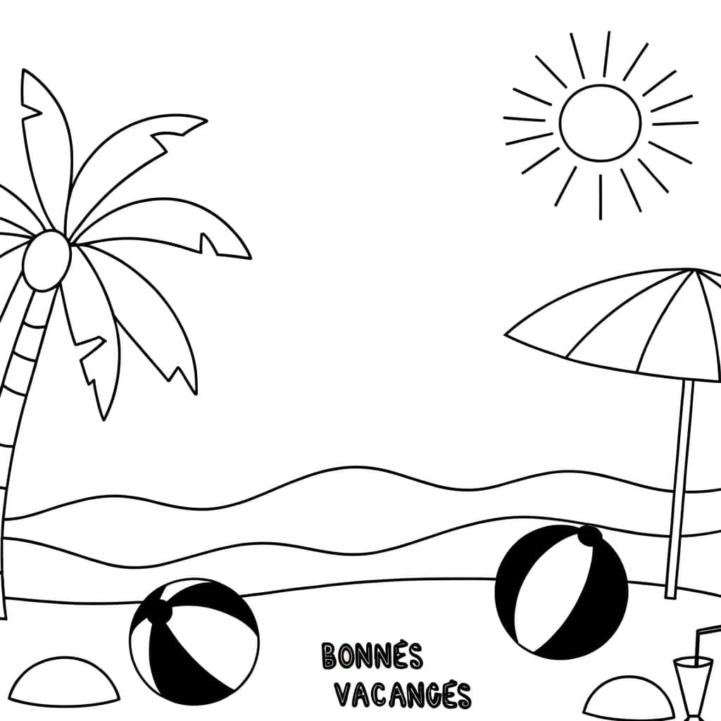 Coloriage Plage vacances à imprimer et colorier