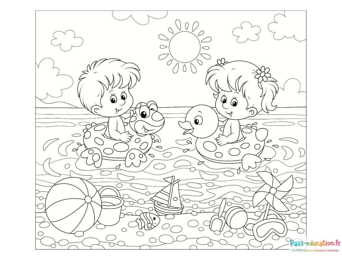 Coloriage Journée à la plage à imprimer et colorier