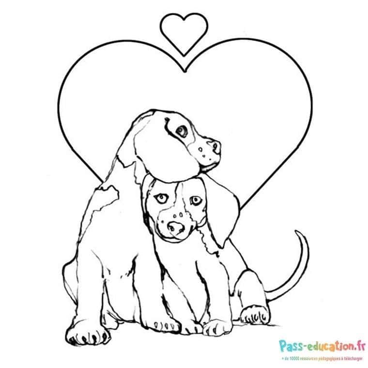 Coloriage Chien affectueux à imprimer et colorier