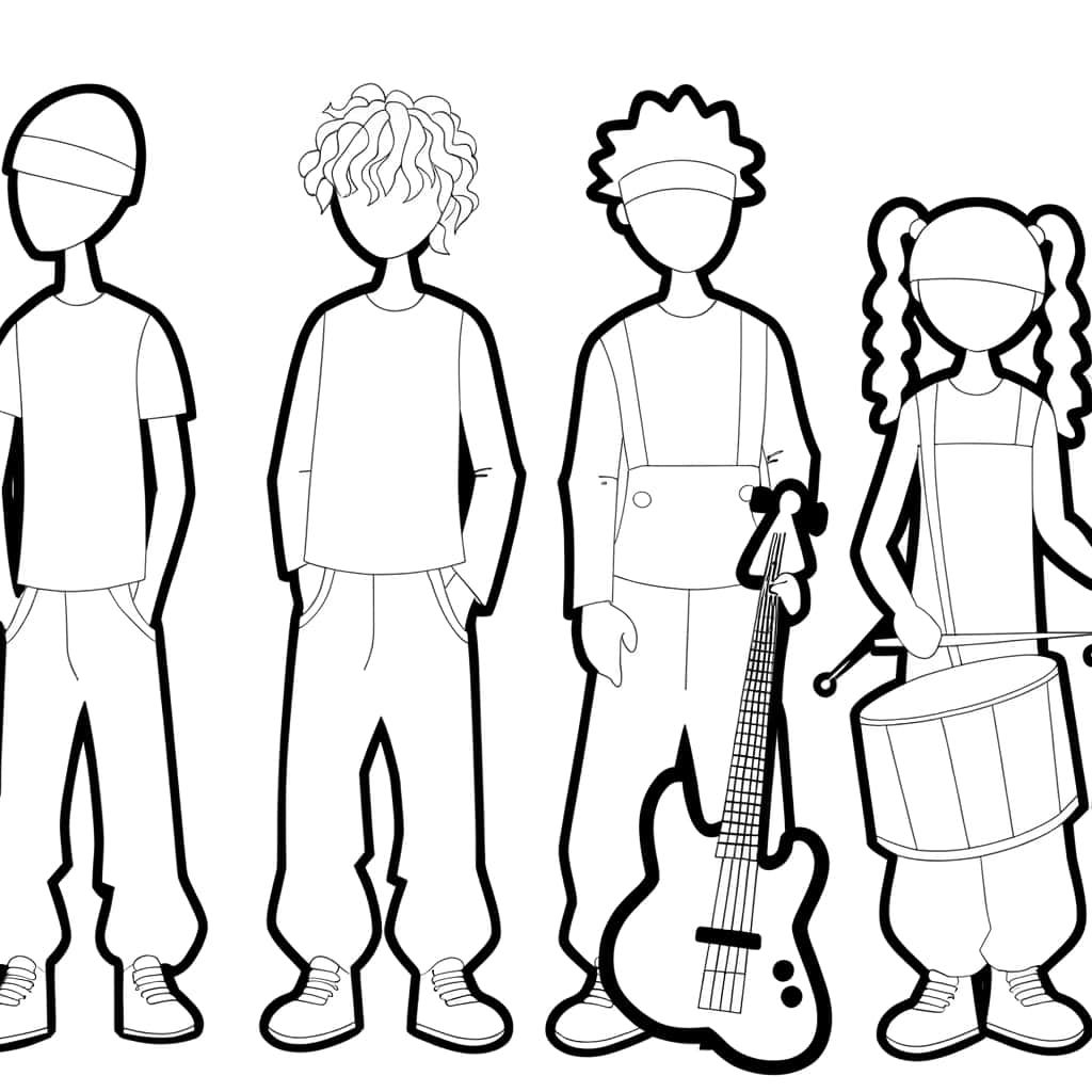 Coloriage Groupe musical dessiné à imprimer et colorier