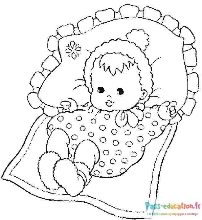 Coloriage Bébé au repos à imprimer et colorier