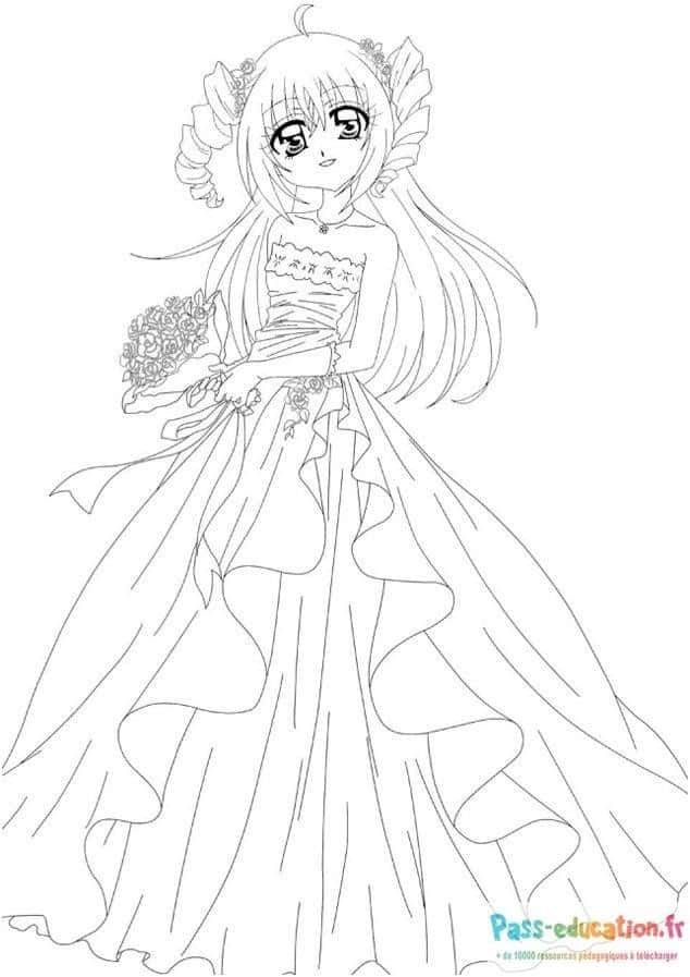 Coloriage Mariée élégante à imprimer et colorier