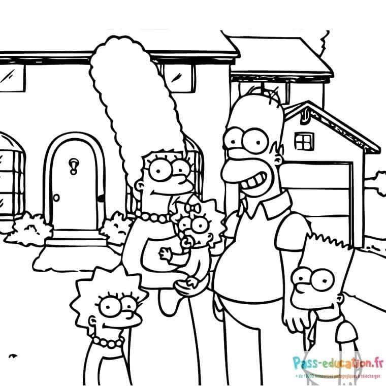 Coloriage Famille de dessin animé à imprimer et colorier