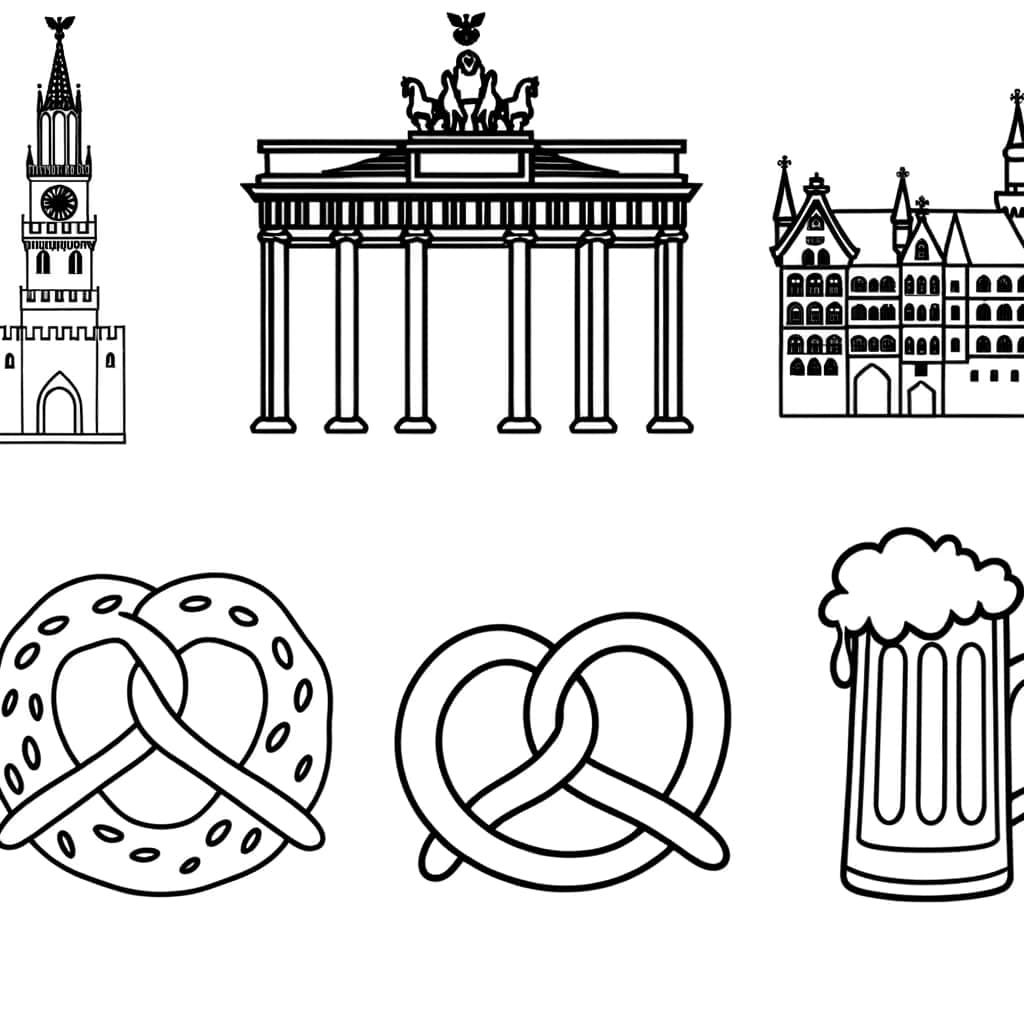 Coloriage Allemagne emblématique à imprimer et colorier