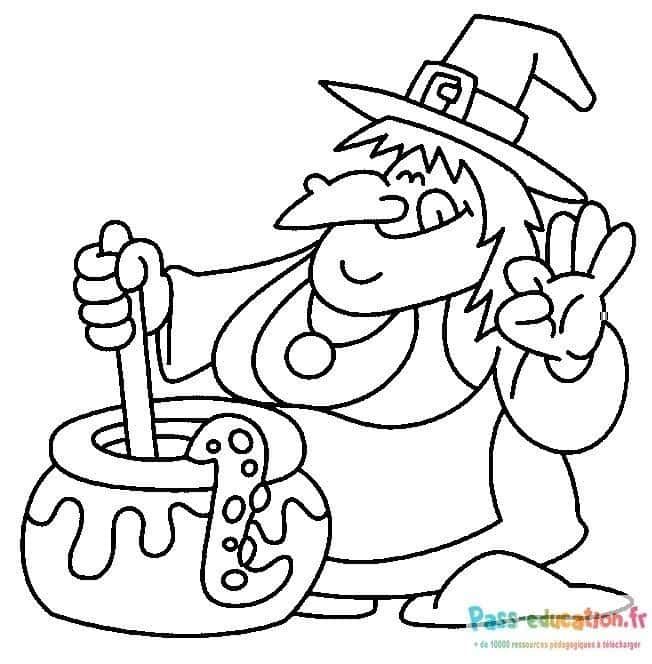 Coloriage Sorcière rigolote à imprimer et colorier