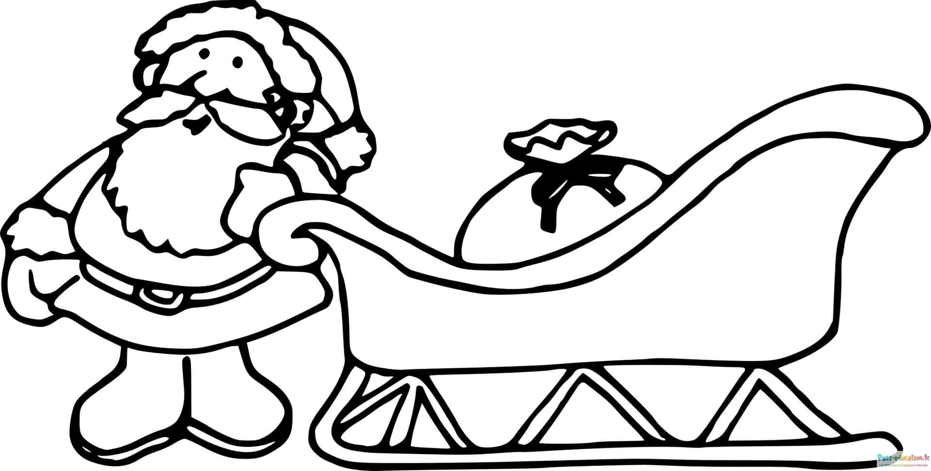 Coloriage Père Noël et traîneau à imprimer et colorier