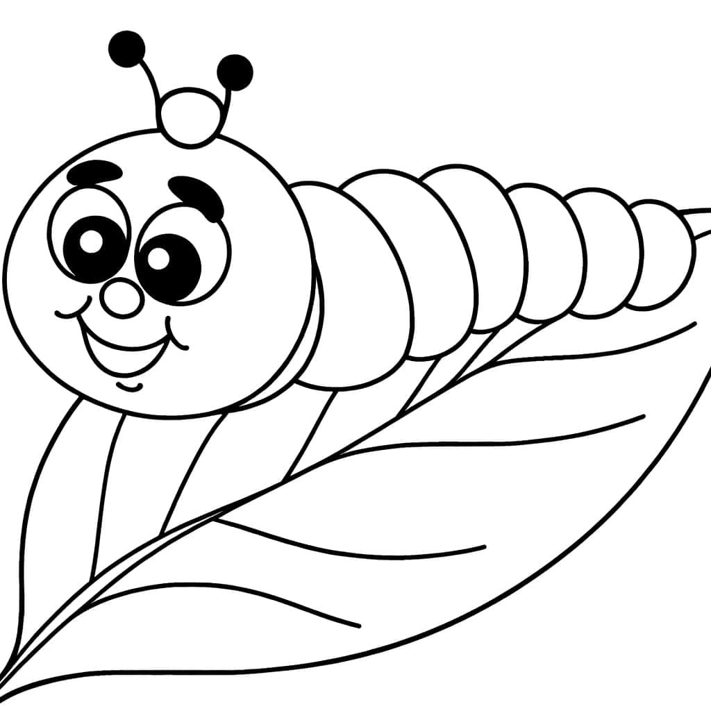 Coloriage Chenille souriante à imprimer et colorier