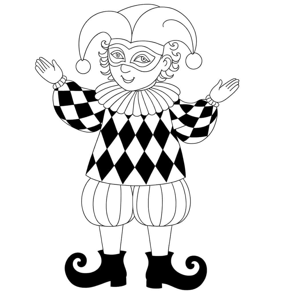 Coloriage Arlequin joyeux à imprimer et colorier