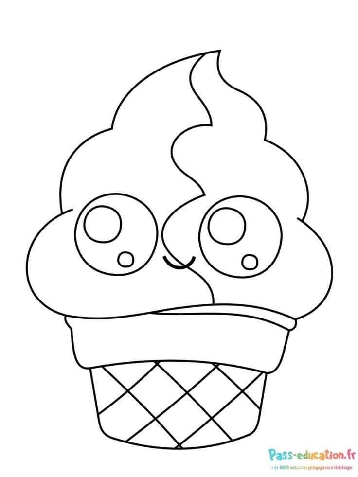 Coloriage Glace souriante à imprimer et colorier