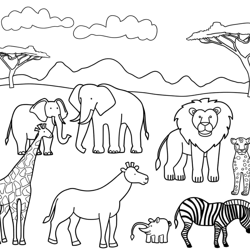 Coloriage Animaux africains à imprimer et colorier