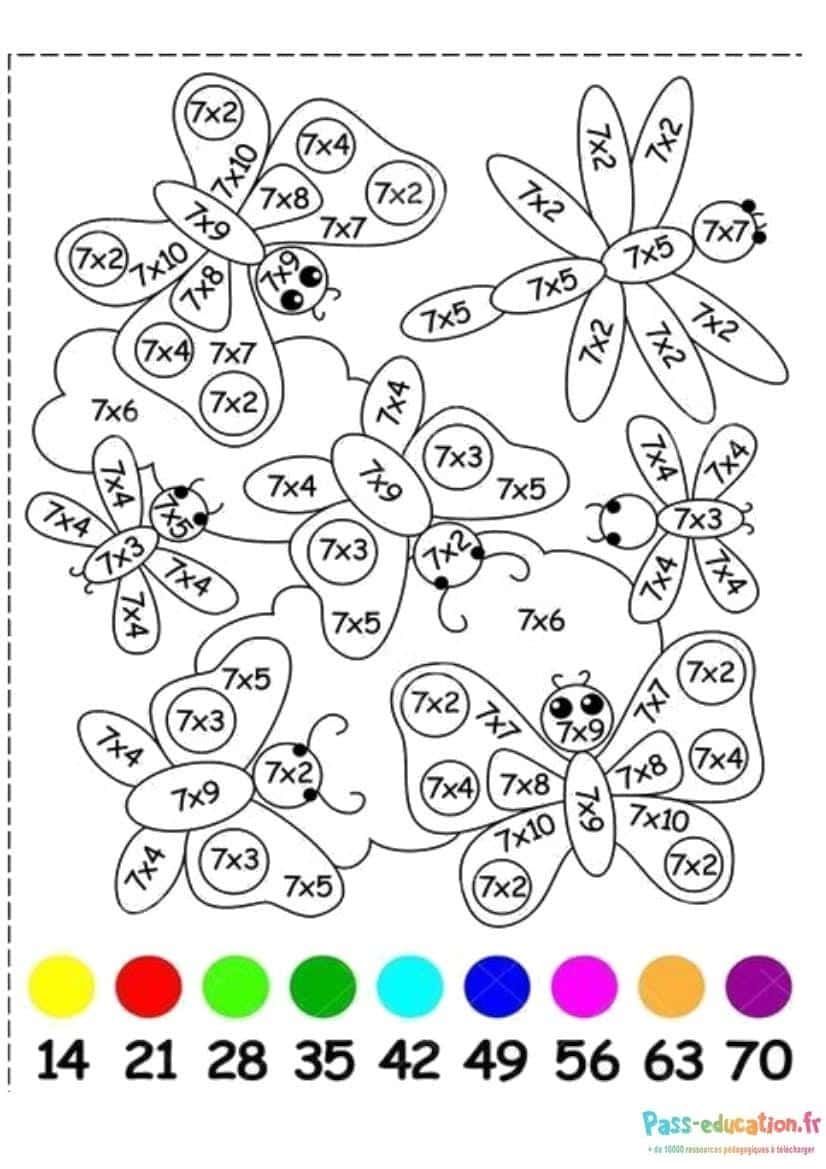 Coloriage Multiplications et couleurs à imprimer et colorier