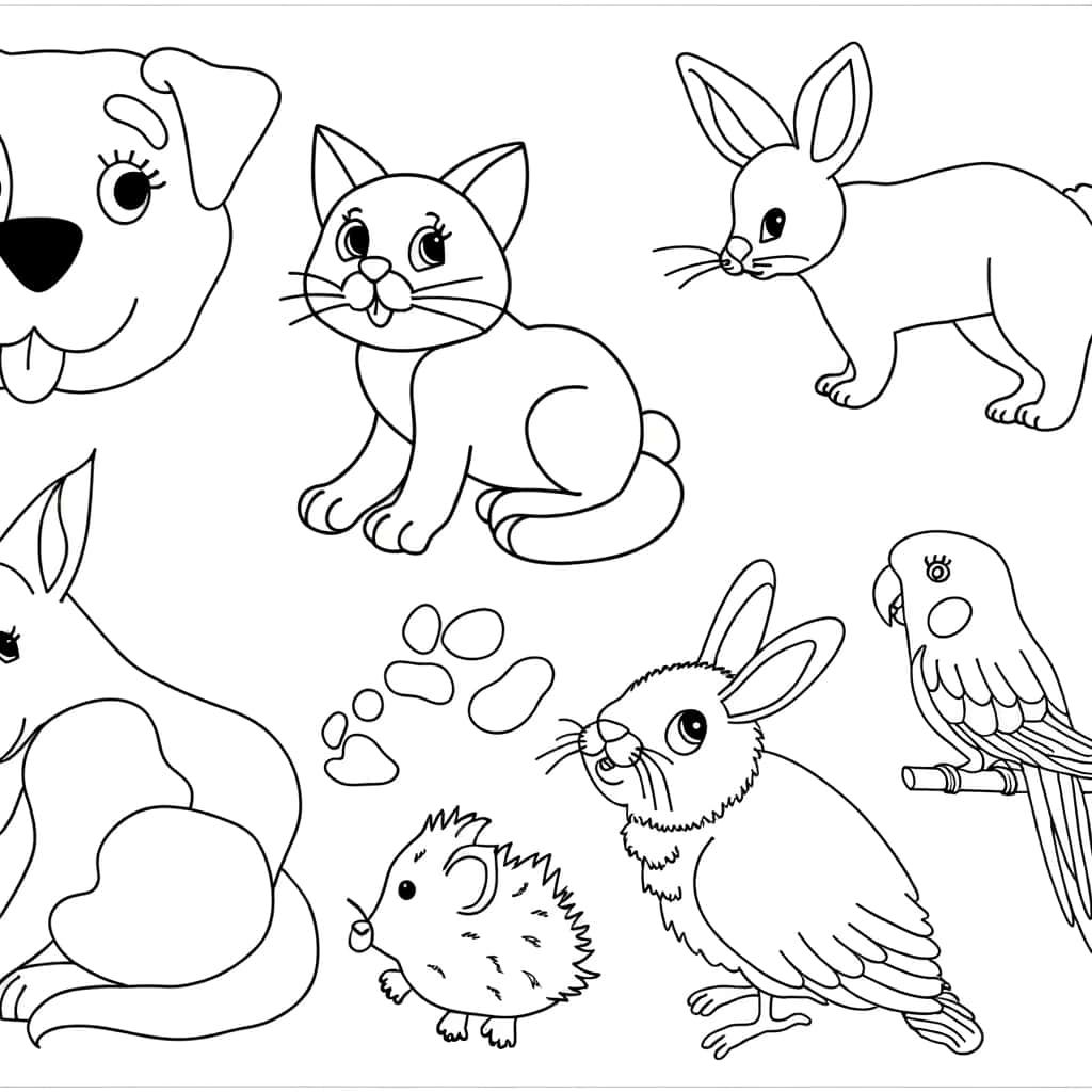 Coloriage Animaux domestiques à imprimer et colorier