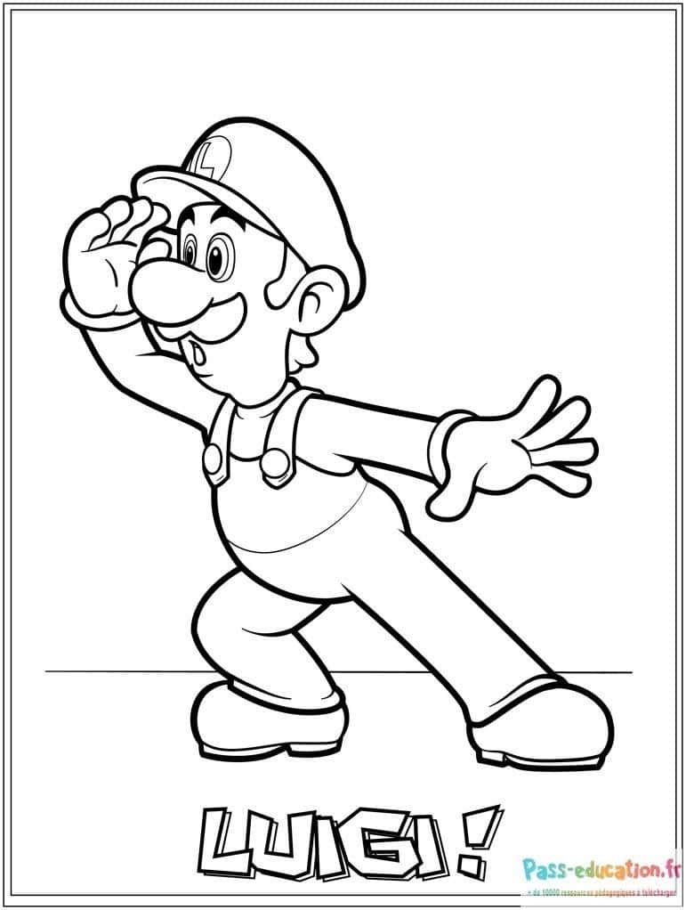 Coloriage Luigi en action à imprimer et colorier