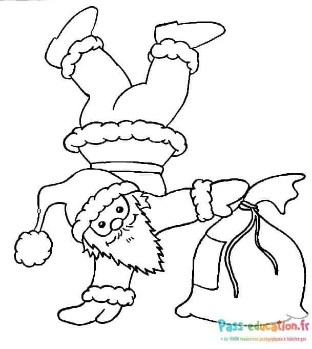 Coloriage Père Noël acrobatique à imprimer et colorier