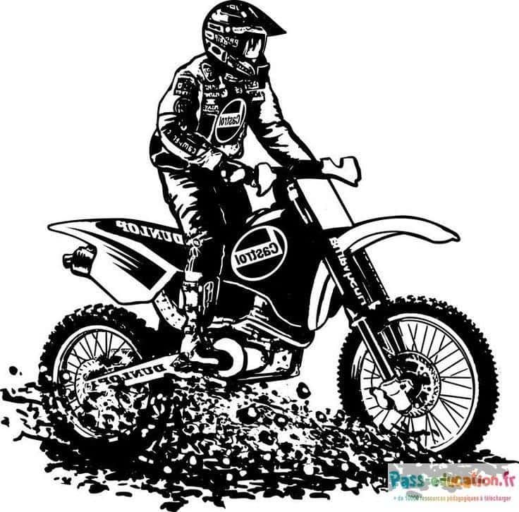 Coloriage Moto cross dynamique à imprimer et colorier