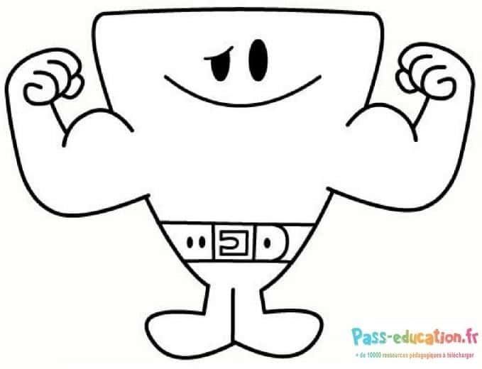 Coloriage Monsieur Costaud à imprimer et colorier