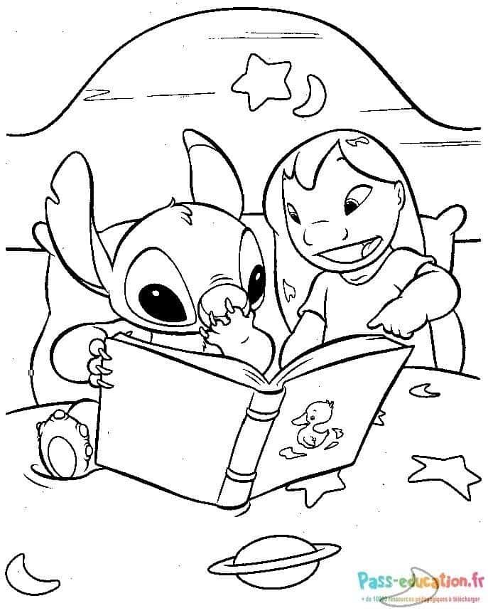 Coloriage Lecture nocturne à imprimer et colorier