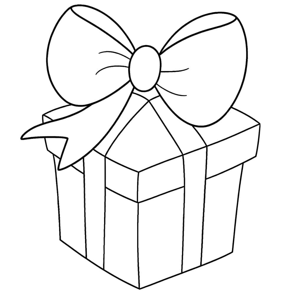 Coloriage Cadeau avec nœud à imprimer et colorier