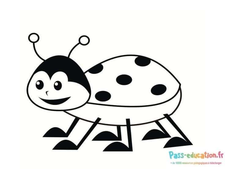 Coloriage Coccinelle souriante à imprimer et colorier
