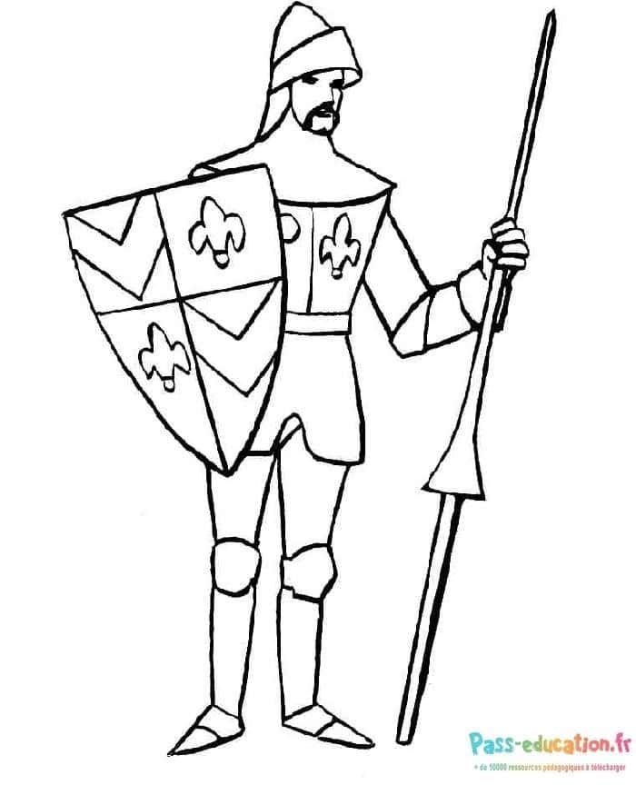 Coloriage Chevalier médiéval à imprimer et colorier