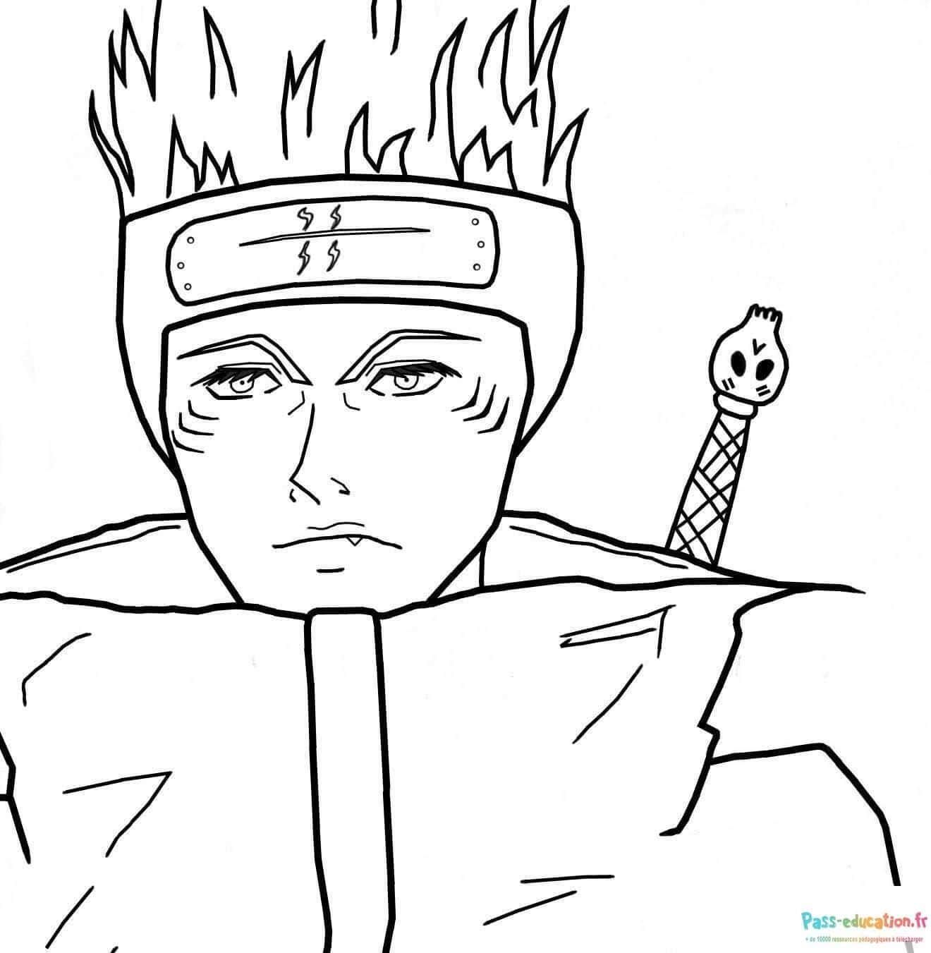 Coloriage Kakashi avec flamme à imprimer et colorier