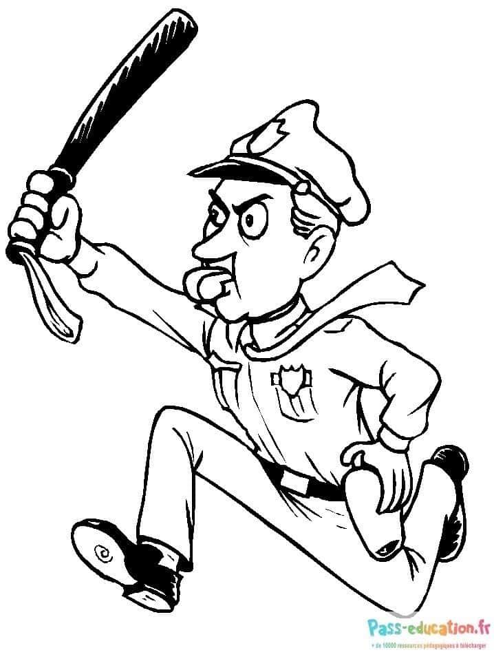 Coloriage Policier dynamique à imprimer et colorier