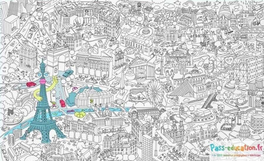 Coloriage Ville mondiale détaillée à imprimer et colorier