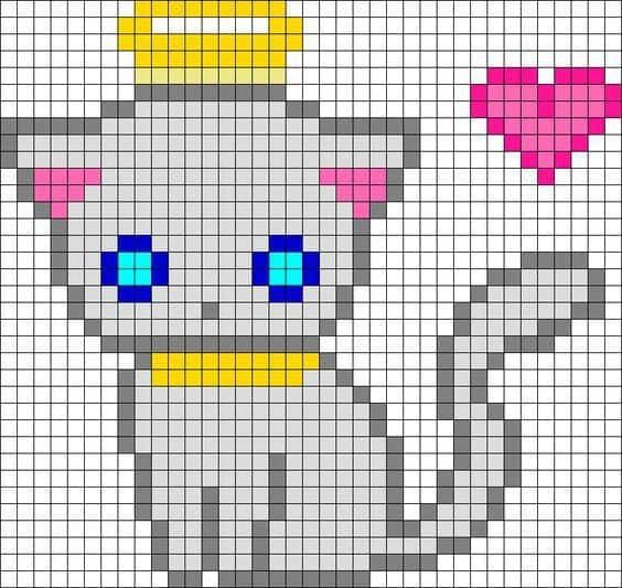 Coloriage Chat Pixelisé à imprimer et colorier