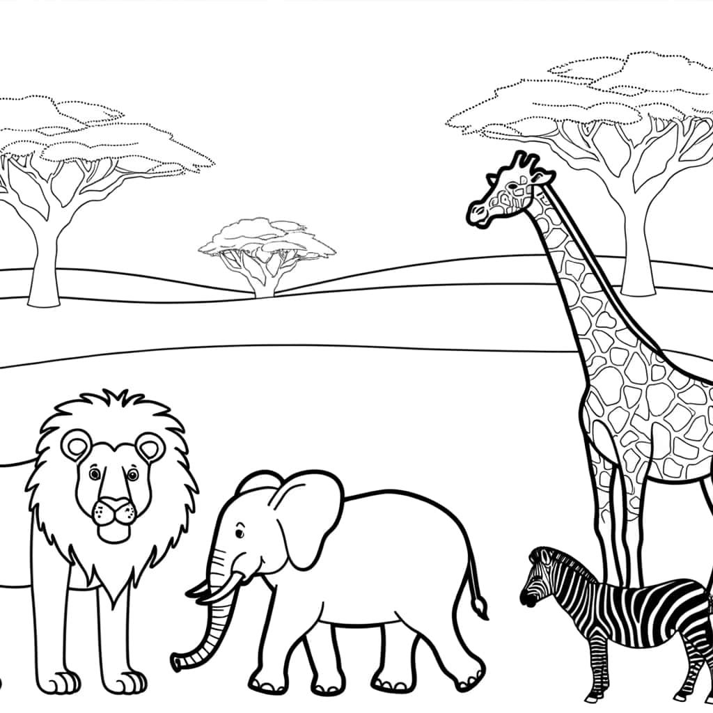 Coloriage Animaux africains à imprimer et colorier