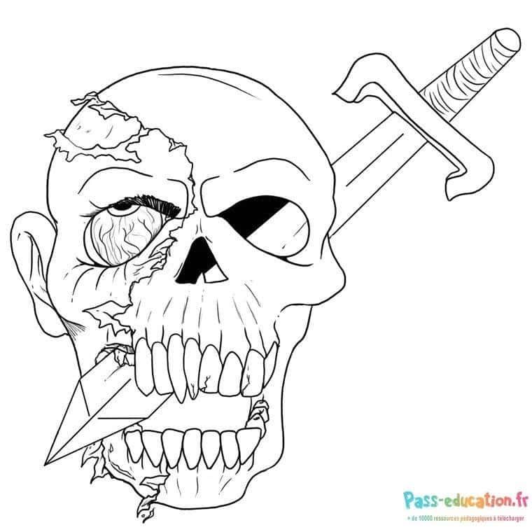 Coloriage Crâne Ensanglanté à imprimer et colorier