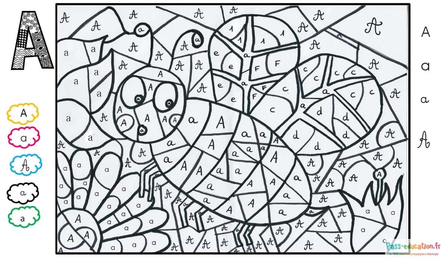 Coloriage Alphabet camouflé à imprimer et colorier